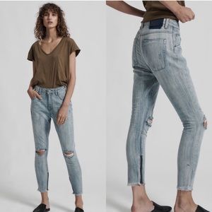 One Teaspoon High Waist Freebird Distressed Zipper Skinny Jeans